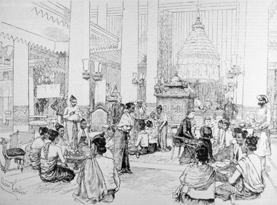 The Viceroy of India in Burmah: Burmese Ladies Taking Tea with Lady Dufferin in the Palace at Mandalay, from 